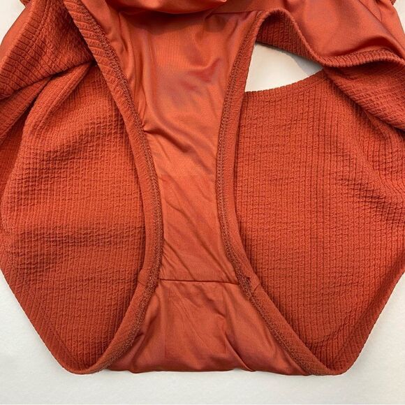 Becca Skylar One Piece Swimsuit Burnt Orange Large Cutout - Picture 5 of 6